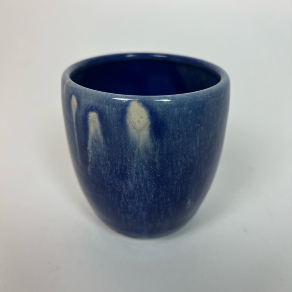 Handmade Cobalt Blue Ceramic pottery cup with small  Healing Hand stamp Signed - Picture 11 of 13